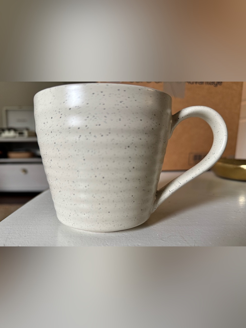 New Cream Speckled Stoneware Coffee Mug 12–14 oz Microwave Dishwasher Safe